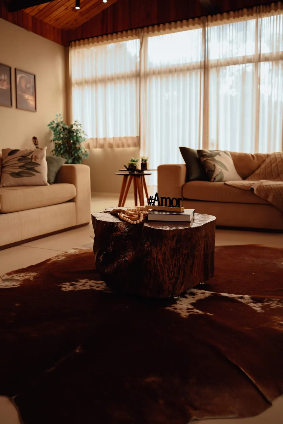 Sala de estar da cabana